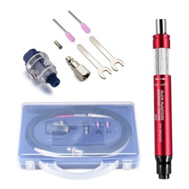 Mini Stick Grinder Pencil Sander Compressed Air with 3.175 mm (1/8 Inch) Multifunctional Air Grinder Set with Box, Red