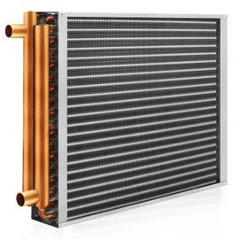 Water to Air Heat Exchanger 14x14 with 1" Copper Ports for Outdoor Wood Furnaces, Residential Heating and Cooling, and Forced Air Heating