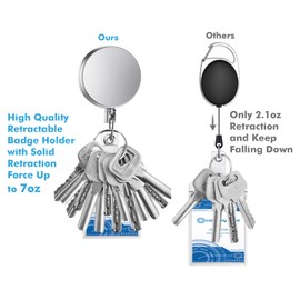 Selizo Schlüsselanhänger Ausziehbar Stahlseil,4 Pack Metall Ausweis Jojo,Einziehbarer Ausweishalter Schlüsselrolle, Schlüssel Jojo Ausziehbar mit verdicktem Stahldraht für Kartenhalter