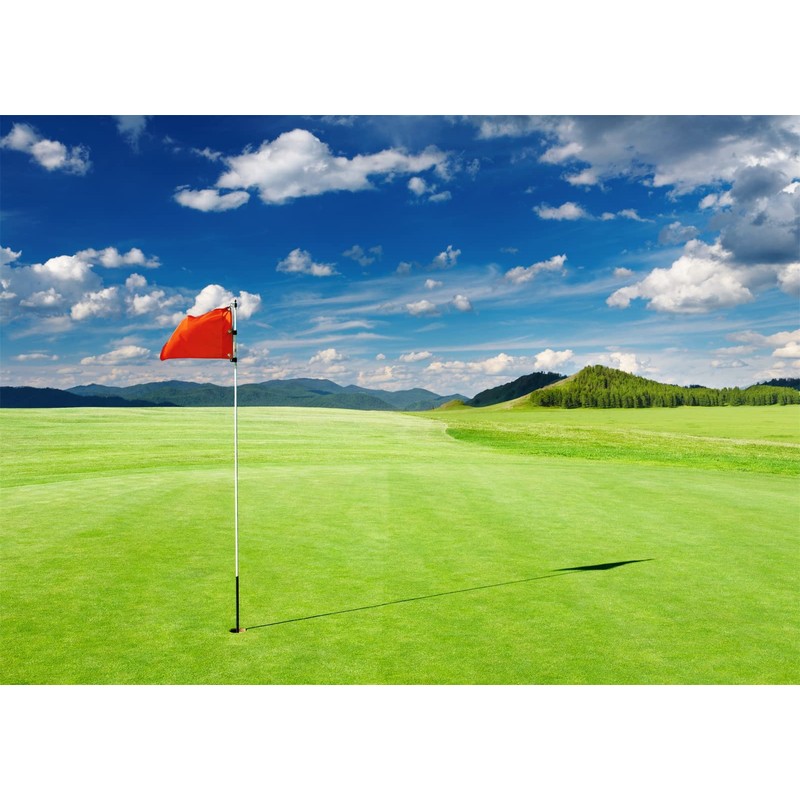 CORFOTO 7x5ft Fabric Golf Course Backdrop Photography Golf Flag Green
