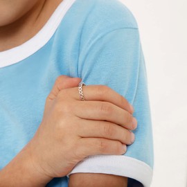 925 Sterling Silver Size 2 Lovely Stacked Open Heart Ring Bands for Newborns & Toddlers - Fashionable Hearts Ring Band for Little Girls - Small Elegant Round Jewelries for Children's Daily Accessory