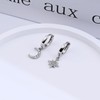 Silver Moon and Star Earrings Huggie Hoop Earrings 925 Sterling