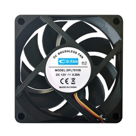 Rhombutech Set of 10 Whisper Quiet Sliding Bearing Fan 70 x 70 x 15 mm DC12 V 0.20 A, 3 Pins Power Connection (Set - 10x 70/70/15)