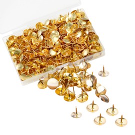 500pcs Drawing Pins, BetterJonny 9.5mm Gold Push Pins Iron Thumb Tacks Head Nail Pin Doornail for Office or DIY