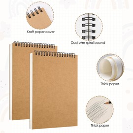 2Pcs Sketchbooks, A5 Hardback Sketch Book, Total 60 Sheets/120 Pages, 200GSM Thick Paper, Spiral Bound Sketch Pad, Drawing Pad for Artists Children Adults(21 * 14.8cm)