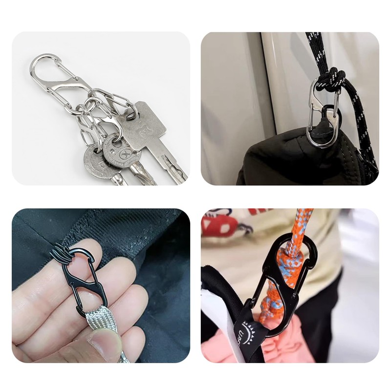 BOJIDO Carabiner, Small, S-Shape, 10-Piece Set, Carabiner Keychain, Lightweight, Stylish,