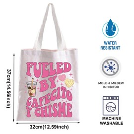BLUPARK Latina Tote Bag Fueled By Cafecito Y Chisme Gift But First Cafecito Y Chisme Chingona Bag Mexican Chismosa Tote Mexican Gift (Fueled, By Cafecito Y Chisme Tote)