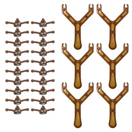 CVDYWDJIE Pack of 20 poop shaped toys and 6 toy bows, projectile toys, finger shooting toys, creative funny toy, children's toy