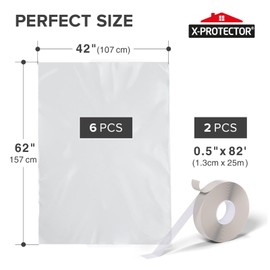 X-Protector Window Insulation for Winter - 6 Pack 42in x 62in - Clear Window Insulation Kit - Perfect Sealer from Cold - Plastic Thermal Cover to Keep The Home Warm!