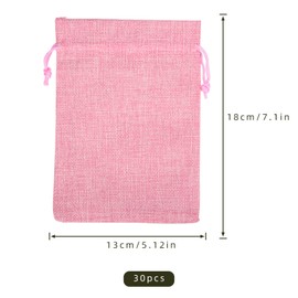 Irich Pack of 30 13 x 18 cm Cotton Bags with Drawstring, Colourful Natural Organza Bags, Jute Bags for Wedding Party Favours and DIY Crafts