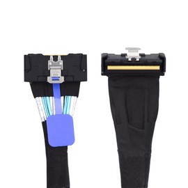 xiwai PCI-E 5.0 Mini Cool Edge IO MCIO PCI-E MCIO 74Pin Male to Slimline SAS 8i 74Pin Male Extender Angled Cable 1.15 Feet