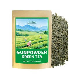 TeeLux Gunpowder Green Tea Loose Leaf, Mellow & Smooth Taste, High Mountain Green Tea with Roasted Aroma, 16oz