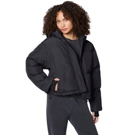 florence by mills Women's Fluffy Snuggle Collection Short Hooded Puffer Coat, Black, X-Small
