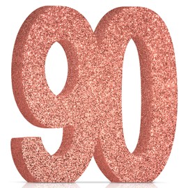 90th Birthday Decorations for Women,90th Anniversary Decorations,Rose Gold Glitter 90th Birthday Party Centerpieces for Table Decorations,90 Table Topper Decor