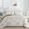 Drucon Khaki Floral Quilt Set King Size 3 Pieces Botanical
