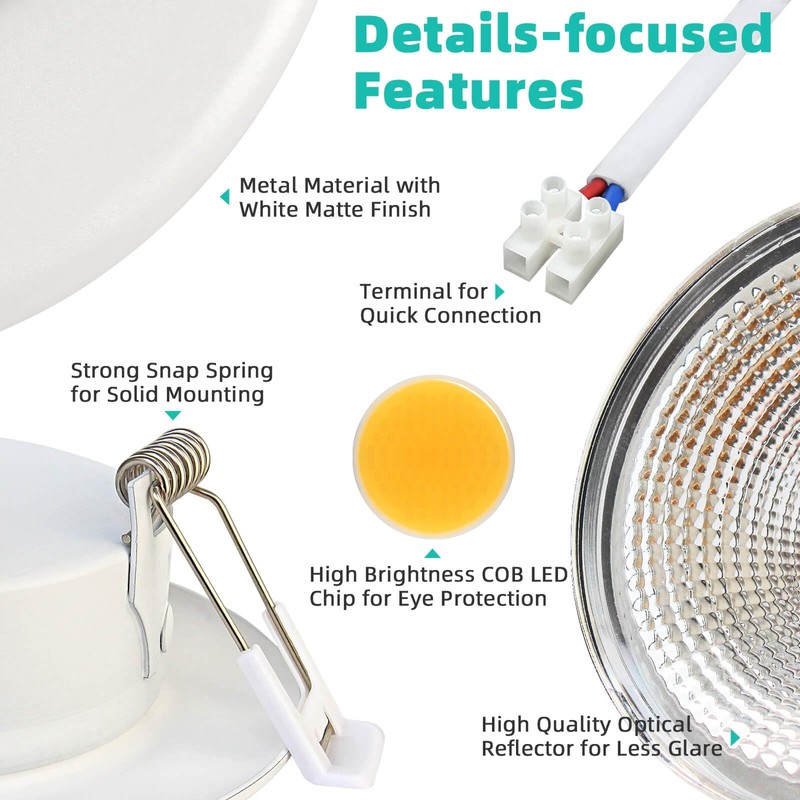 Set of 6 LED Recessed Spotlights, 7 W, Ultra Flat,