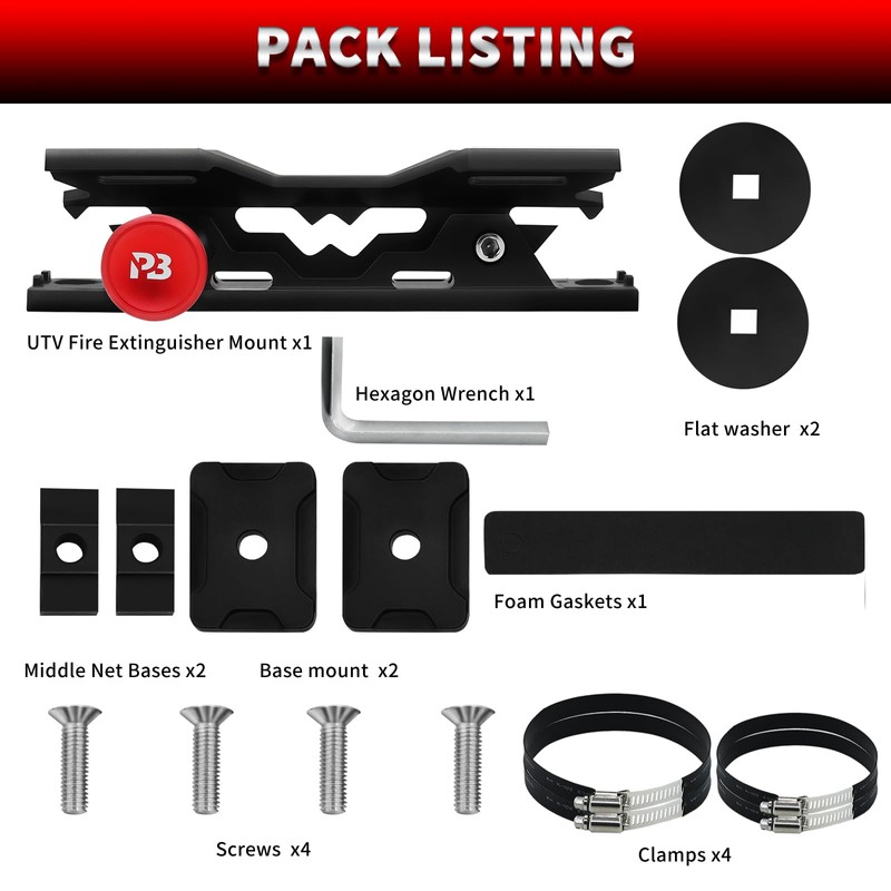 PLUSBEAM CNC Aluminum Quick Release Fire Extinguisher Mount Molle Panel,