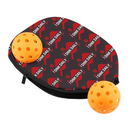 PWHAOO 2PC Pickleball Paddle Covers Funny Pickleball Paddle Pouch Gift Pickleball Players & Fans Gift (Dink Daily Paddle)