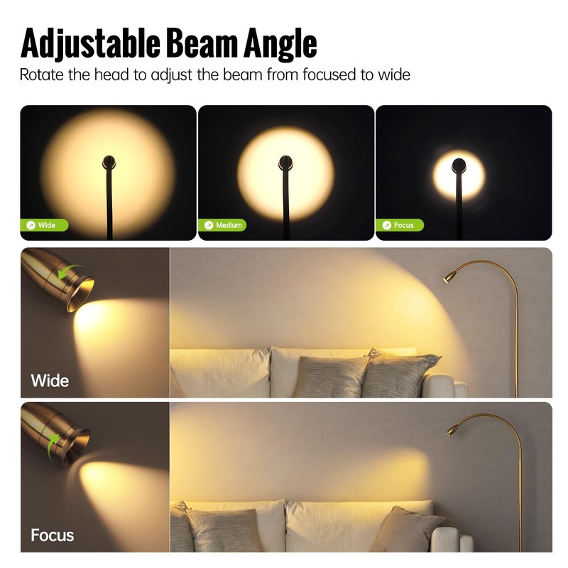 SpeePlant Reading Floor Lamp, 73" Standing Lamp with Dimmable Zoomable