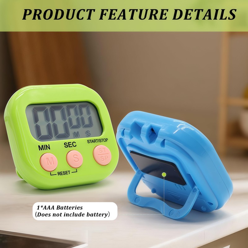 6 Pack Multi-Function Electronic Timer - Kitchen Timer,Magnetic Digital Timers,Big