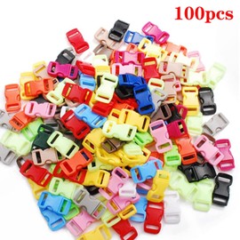 VISSQH 100Pcs Colorful Plastic Cord Locks, Mini Buckles (3/8 Inch) ，Rucksack Clips，drawstring cord locks，nylon buckles