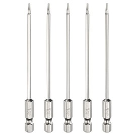 sourcing map 5pcs H1.27 Hex Head Screwdriver Bit 1.27mm Metric Flat Tip 1/4" Hex Shank 100mm (4") Long Magnetic Hexagonal Screw Drill Bit Wrench Chrome Plated Power Driver Socket