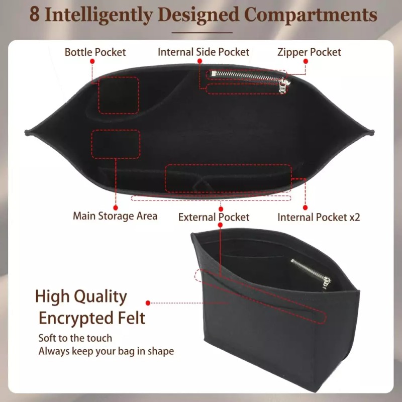 Longchamp 독소 롱샴 오거나이저 인서트 미디엄 펠트백 컵 홀더 포함