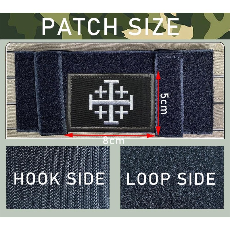 Pack of 2 Jerusalem Cross Crusader Jihad Patches Tactical Embroidery