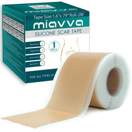 miavva Silicone Scar Sheets,Silicone Scar Tape,Scar Tape For Surgical Scars,Silicone Scar Removal Strips For Surgical,C-Section,Tummy Tuck,Keloid Scars(1.6"X 79" Roll-2M) Keloid Bump Removal