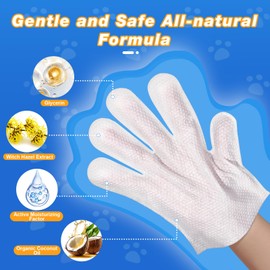 Pet Glove Wipes for Dogs and Cats, Deodorizing and Cleaning Gloves, Hypoallergenic Coconut Oil Grooming Wipes, Individually Wrapped Dog Bath Wipes, for Pet Dry Cleaning, Daily Care and Travel, 18 Pcs
