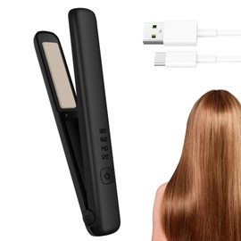 KBIBCK Haarglätter 2 in 1, Glätteisen Kabellos, Mini Glätteisen Kabellos Mit 4000mAh Akku, Wiederaufladbar über USB, Mini Haarglätter mit 4 einstellbaren Temperaturen, ideal fr unterwegs