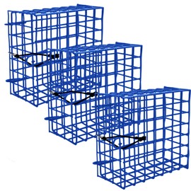 A1FISHER Vinyl-Coated Wire Crab Bait Cages for Crab Pot, 6"x6"x3" Blue 3PCS