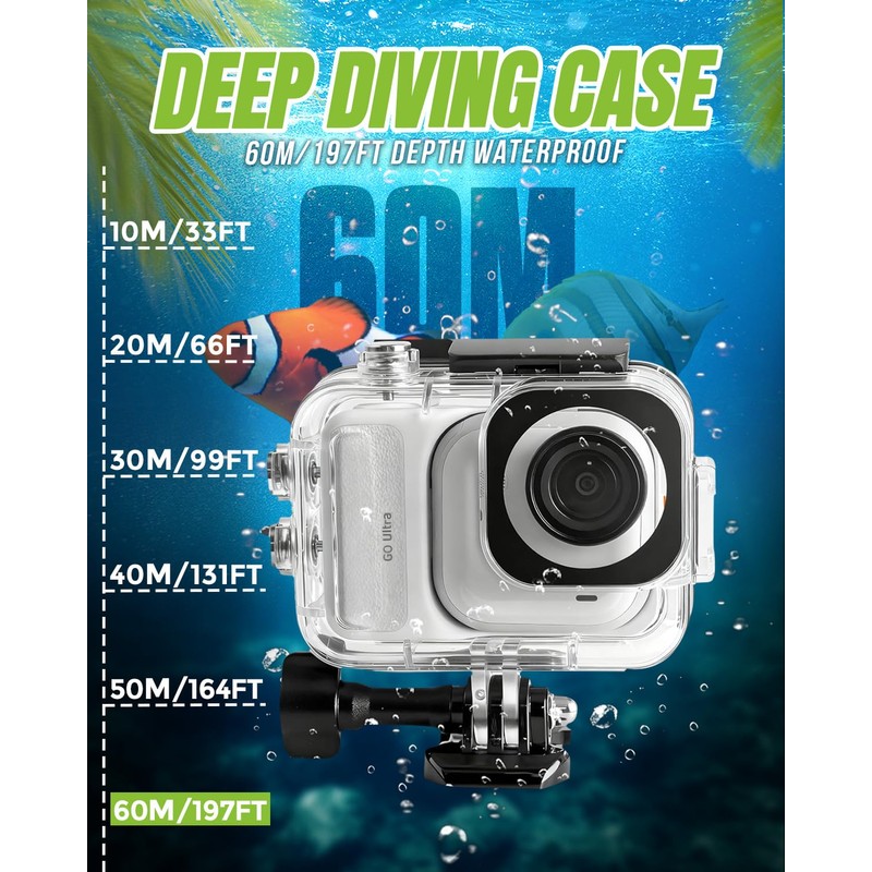 Underwater Housing Case for Insta360 GO Ultra,Deep Dive Case with