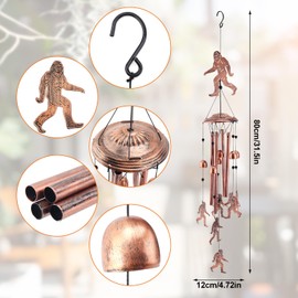 Bigfoot Wind Chime, Iron Sasquatch Wind Chime Funny Hanging Big foot Wind Chime Memorial Gift for Men Women for Outside Indoors Lawn Patio Garden Yard Decoration