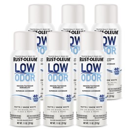 Rust-Oleum Low Odor Premium Spray Paint, 11 oz, Matte Snow White, 6 Pack