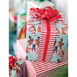 Bulldog - Reversible Holiday Wrapping Paper - Eco Gift Wrap Allport Editions x Wrappily