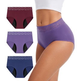 Bobelle Wear Bobelle Wear Incontinence Underwear For Women, 100ML Leakproof Lace Briefs, Period Panty for Postpartum Bladder Leak, 3 Pack (Medium, Multicolor01)
