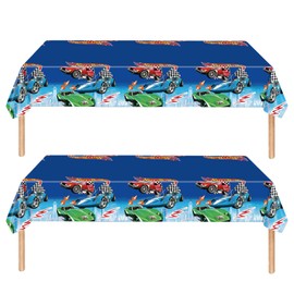 2Pcs Racing Car Party Tablecloth for Boy Birthday,137*274 Racing Car Party Decorations Table Cloth Racing Plastic Table Cover for Kids Boys Birthday Table Decorations,Racing Car Theme Party Supplies