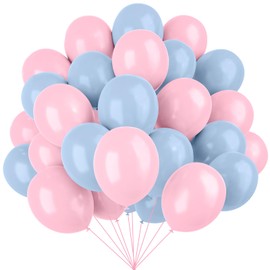 Pink and Blue Latex Balloons, 67 12 Inch Pink Blue Gender Reveal Balloons for Boy or Girl Gender Reveal Decorations Birthday Party Baby Shower Anniversary