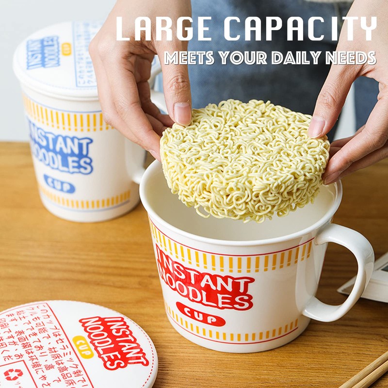 ECTbicyk 34 OZ Ceramic Ramen Bowl with Lid Instant Ramen