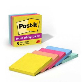 3M Post-it 5PK Notas Adhesivas Super Sticky 3x3 coleccin Summer Joy, colores varios, 5 blocks con 90 hojas cada block                                 