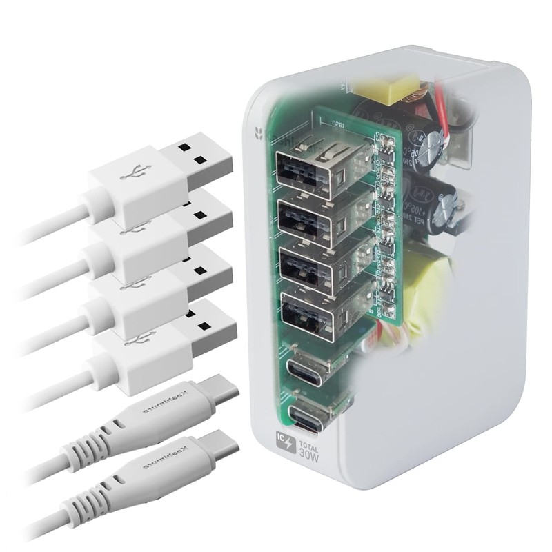 Kashimura NAC-038 Compact USB 6 Port 6A Charger Directly Connected