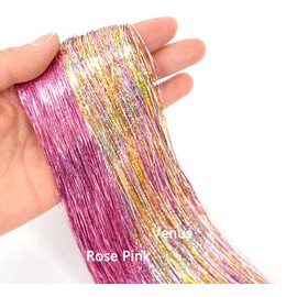 LyoRuSi Hair Tinsel Kit 24 Inches Tinsel Hair Extensions with Tools（Synthetic Feather Hair Extensions）Heat Resistant Fairy Hair Tinsel Kit 2 Colors, 16 Pieces+Silicone Micro Beads+Crochet Hook