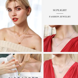 Suplight Women's Necklace Jewellery DIY Letters A - Z Charms Clavicle Chain 925 Silver / 18k Gold-plated Rose Gold Initial Pendant 45 cm 1.5 mm Rolo Chain Minimalist Jewellery Accessory with Gift Box, R