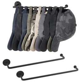 Mkono Hat Rack for Wall Baseball Cap Organizer Set of 2 Metal Hat Organizer Holds 24 Caps Space Saving Hat Hook for Wall Closet, Anti-Slip Hat Storage Holder for Bedroom Organization