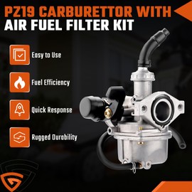 GEARLEADER PZ19 Carburetor 19mm with 35mm Air Filter Kit for 4 Stroke 50cc 70cc 80cc 90cc 110cc 125cc ATV Dirt Pit Bike Carburetor Carb Pocket Go-Kart ATV