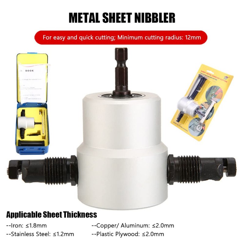 Double Head Metal Sheet Nibbler Electric Drill Attachment Metal Cutter