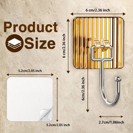 UYCCIMB Acrylic Adhesive Hooks for Hanging Heavy Duty 44lb(Max),Coat and Towel Hooks,Wall Hooks Waterproof and Oilproof for Bathroom,Kitchen and Home Sticky Hooks (Transparent Gold, 8 Pack)