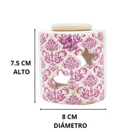 Luz Maria- Difusor de Aceites Esenciales | 8 cm de Alto x 8 cm con Diseño | Céramica | (Árboles Rosas)