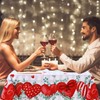 Valentines Tablecloth Red Hearts Eucalyptus Leaves Table Cloth Rectangle Table,